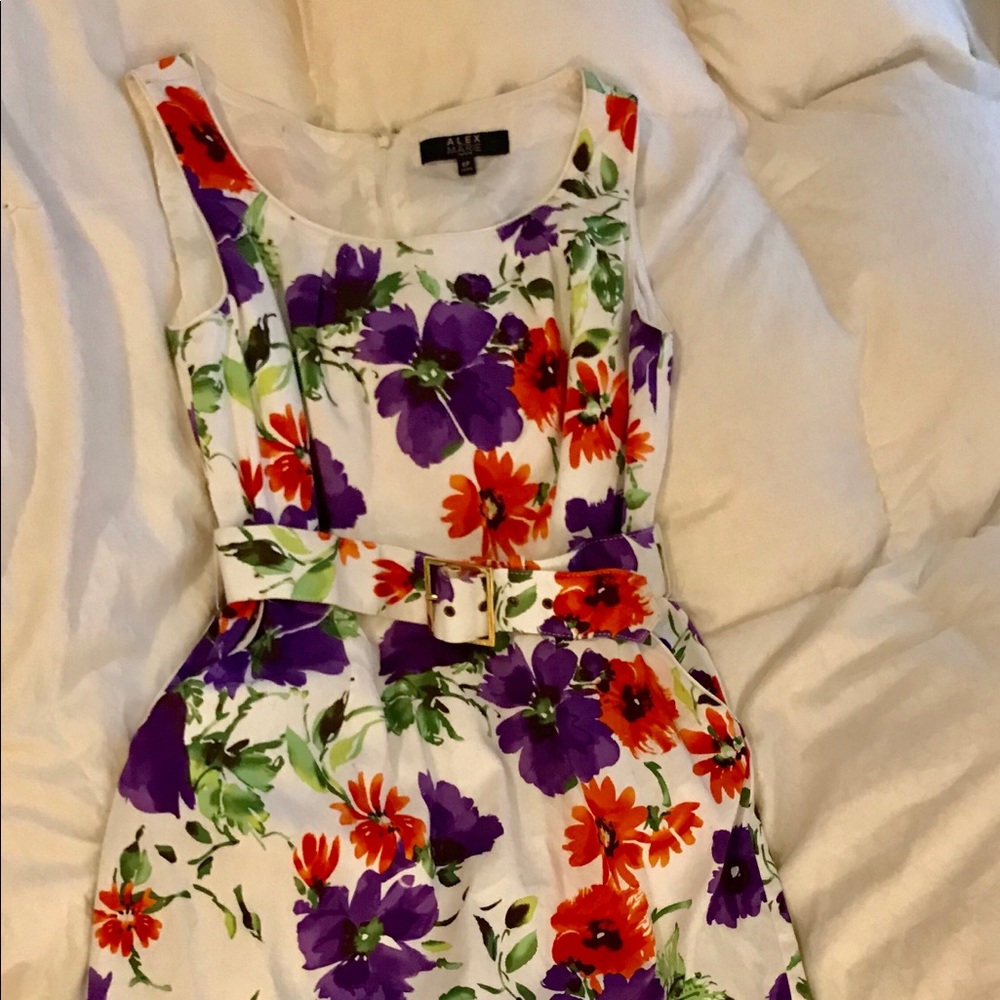 Alex Marie belted floral sleeveless sheath dress